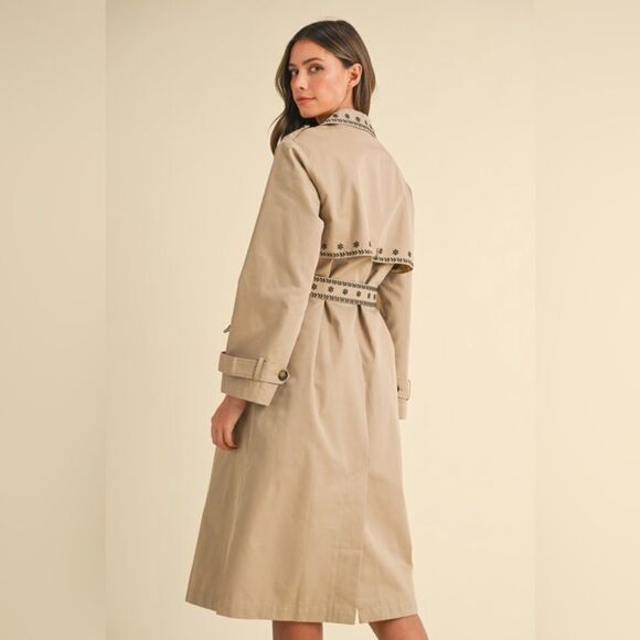 926. DOUBLE BREASTED EMBROIDERED TRENCHCOAT - Picture 3 of 13